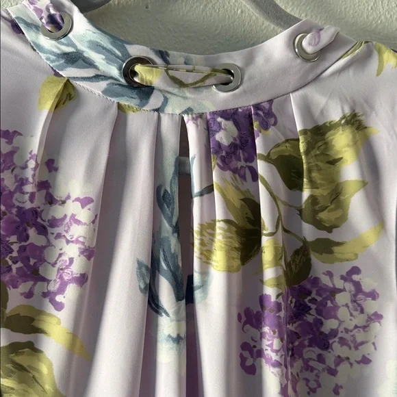 White House Black Market Floral Sleeveless Blouse - Purple and Yellow - Picture 2 of 6